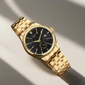 069A Simple Watch - Golden Quartz Wristwatch for Men