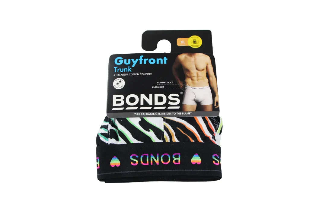 4 x Bonds Mens Guyfront Pride Trunk Underwear Undies Black Multi