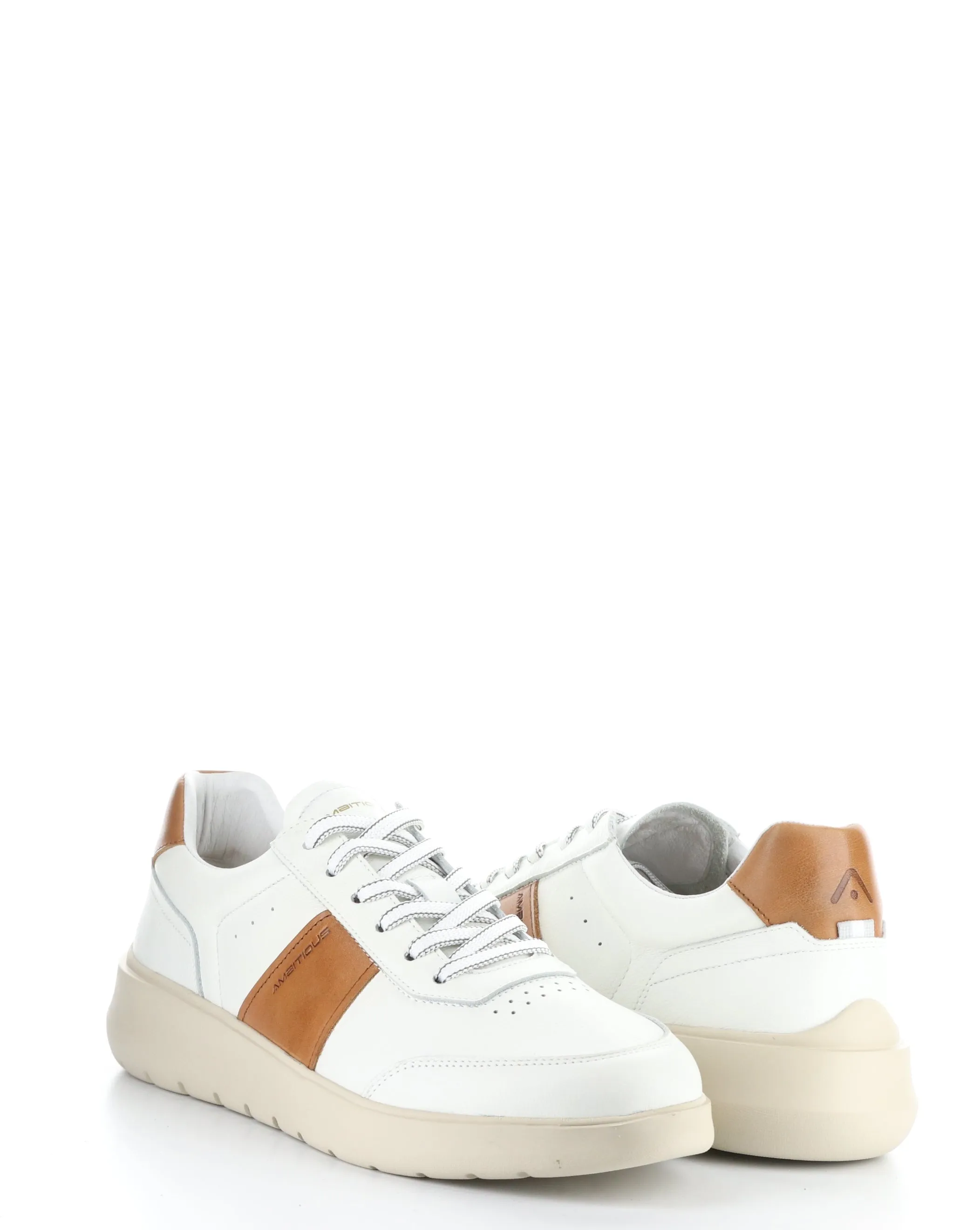 12863 WHITE/COGNAC Lace-up Shoes