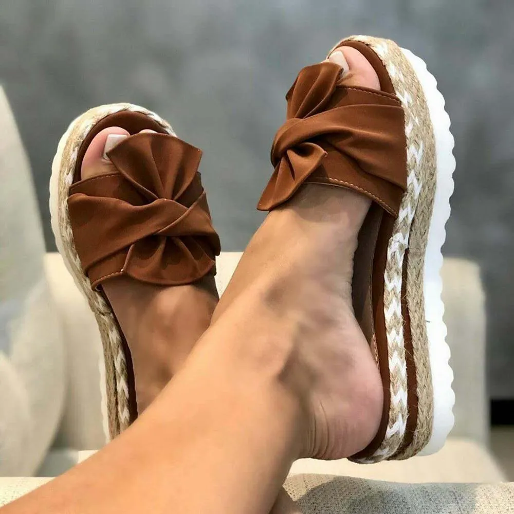 2020 Summer Fashion Sandals Shoes Women Bow Summer Sandals Slipper Indoor Outdoor Flip-Flops Beach S