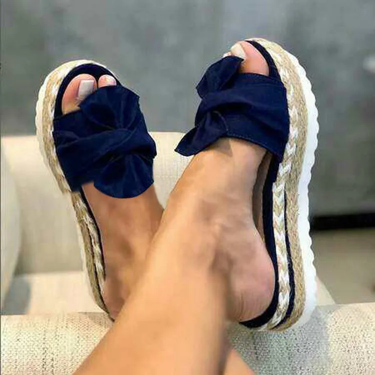 2020 Summer Fashion Sandals Shoes Women Bow Summer Sandals Slipper Indoor Outdoor Flip-Flops Beach S