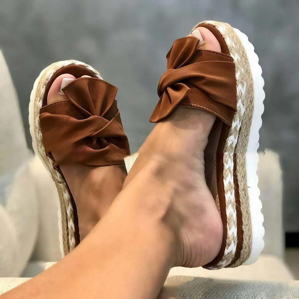 2020 Summer Fashion Sandals Shoes Women Bow Summer Sandals Slipper Indoor Outdoor Flip-Flops Beach S