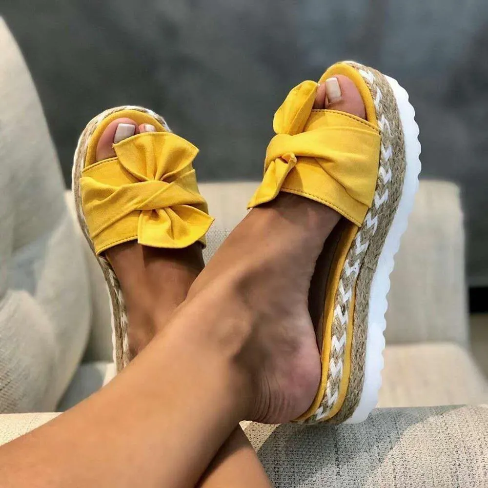 2020 Summer Fashion Sandals Shoes Women Bow Summer Sandals Slipper Indoor Outdoor Flip-Flops Beach S