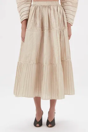 Afaf Handpiped Skirt in Cream