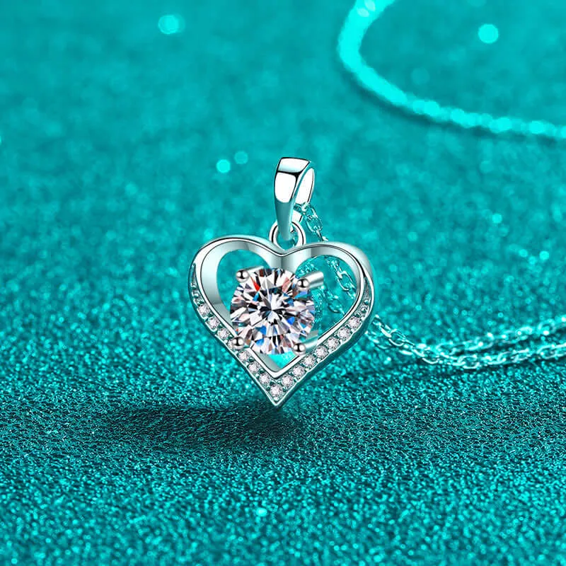 Beating Heart Sweet Moissanite Heart Necklace