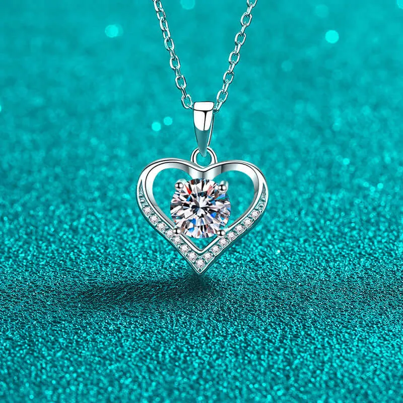 Beating Heart Sweet Moissanite Heart Necklace