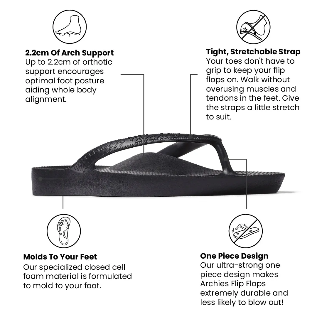 Arch Support Flip Flops - Classic - Black