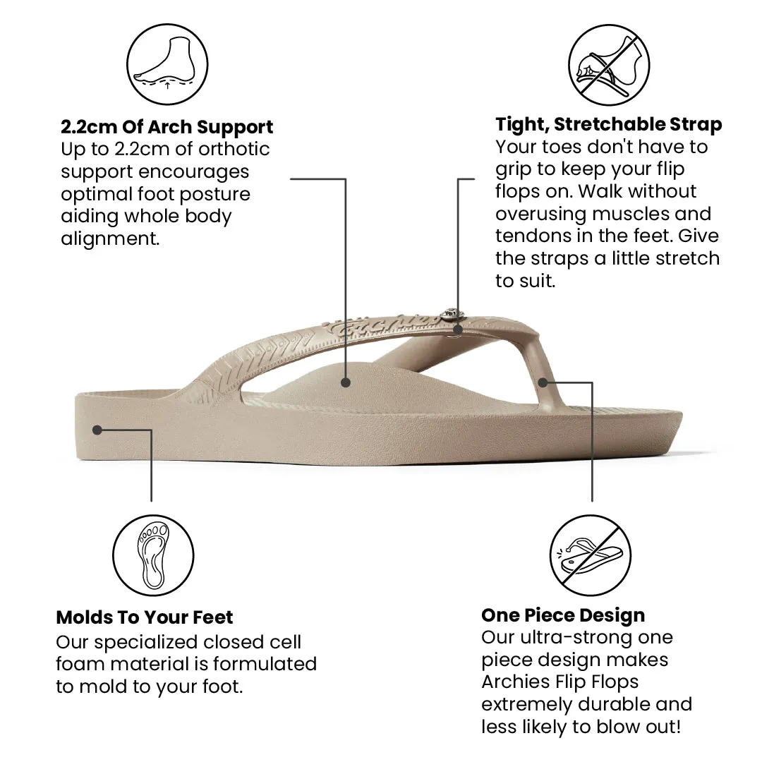 Arch Support Flip Flops - Crystal - Taupe