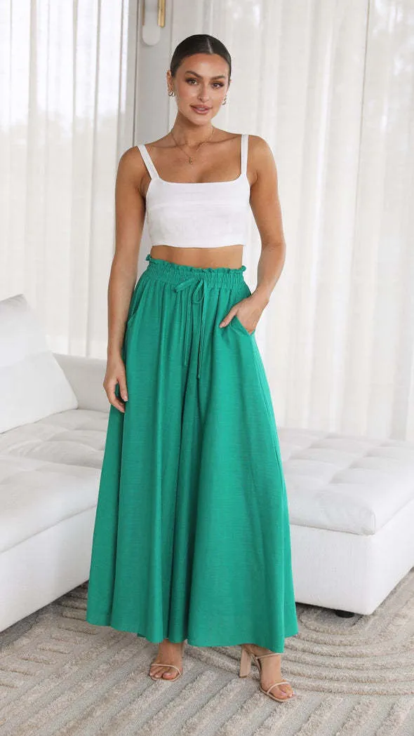 Ashore Shop Summer Wide Leg Pants Loose Casual Fashion Trousers Women Fashion Solid Color Lace-Up Pants