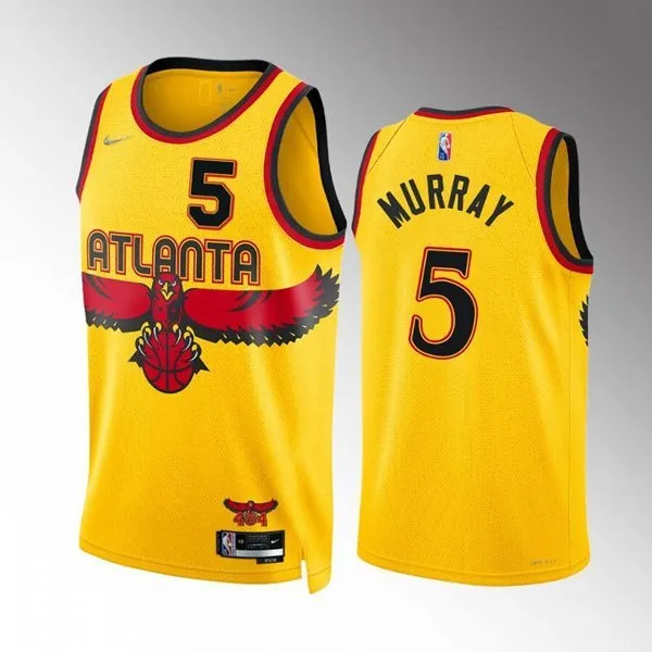 Atlanta Hawks #5 Dejounte Murray Stitched Game Jersey Yellow