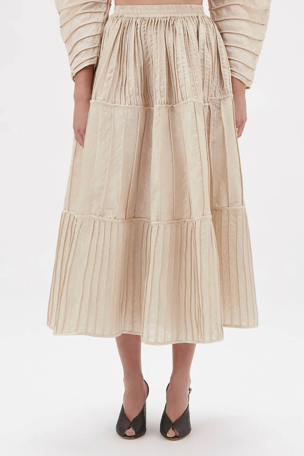 Afaf Handpiped Skirt in Cream