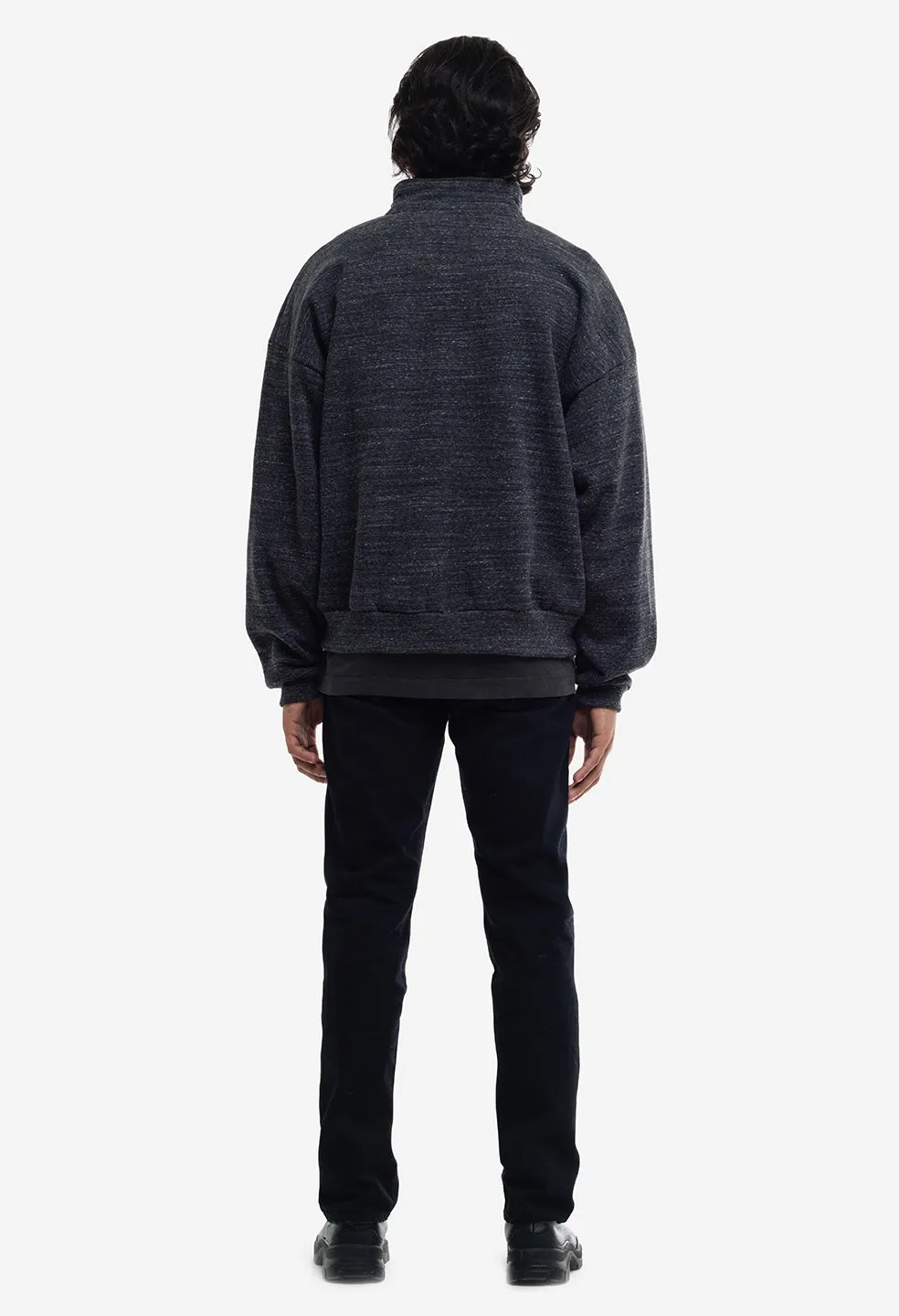 Cashmere Fleece Half Zip Pullover / Heather Black