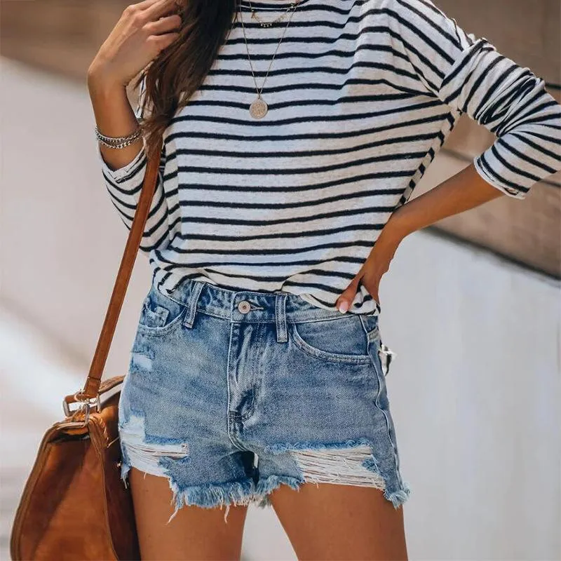 Women Fringe Denim Jeans Shorts