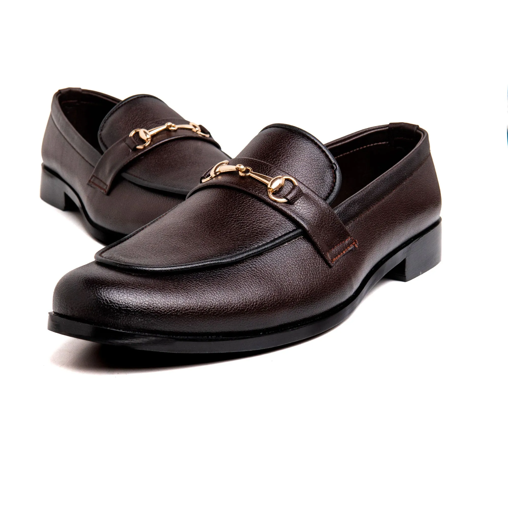 Men Brown Buckled Imported PU Leather Shoes