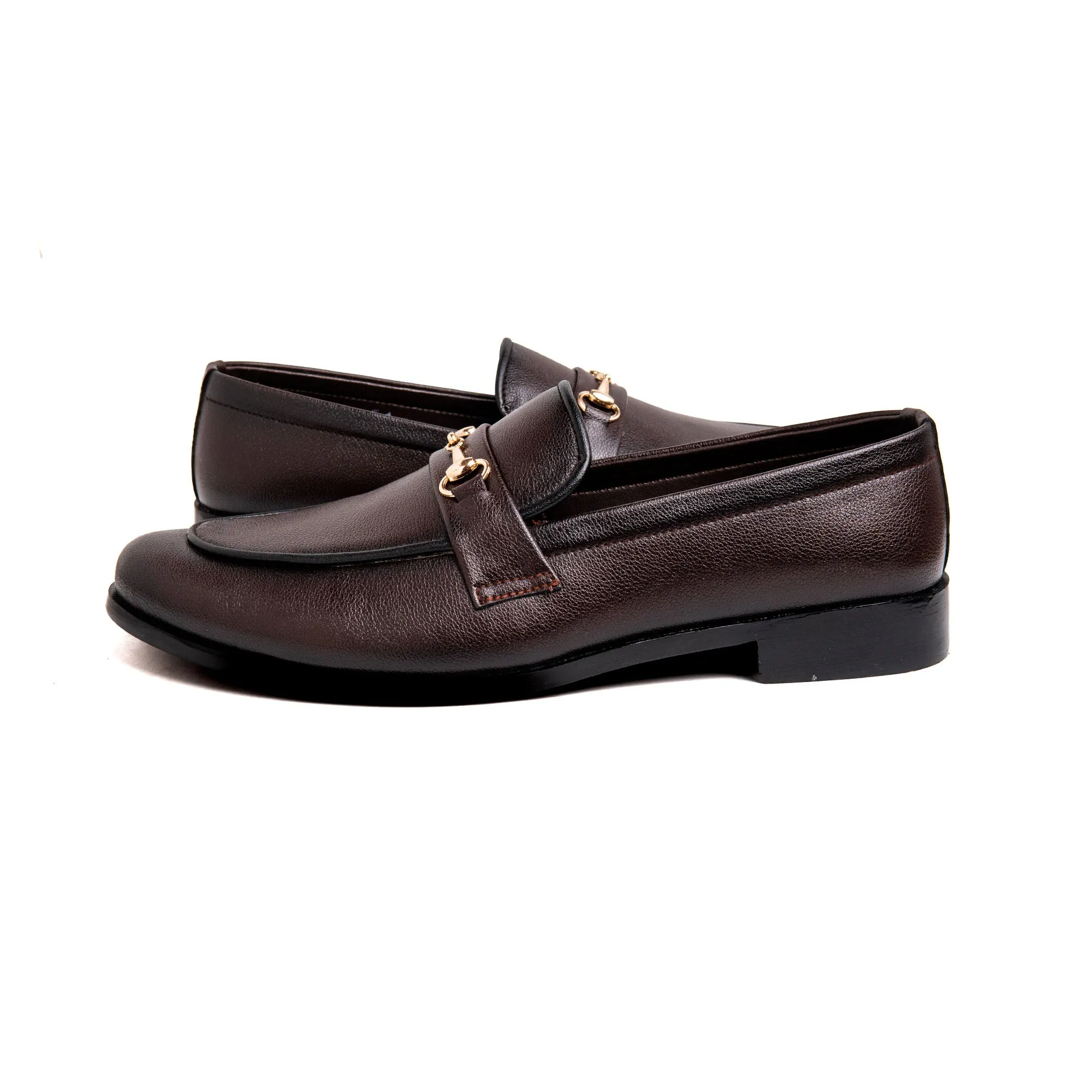 Men Brown Buckled Imported PU Leather Shoes