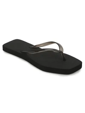 Black EVA Flip Flops With Square Front