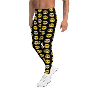 Black Sunshine Emoji Men's Leggings, Funny Meggings Compression Tights-Made in USA/EU