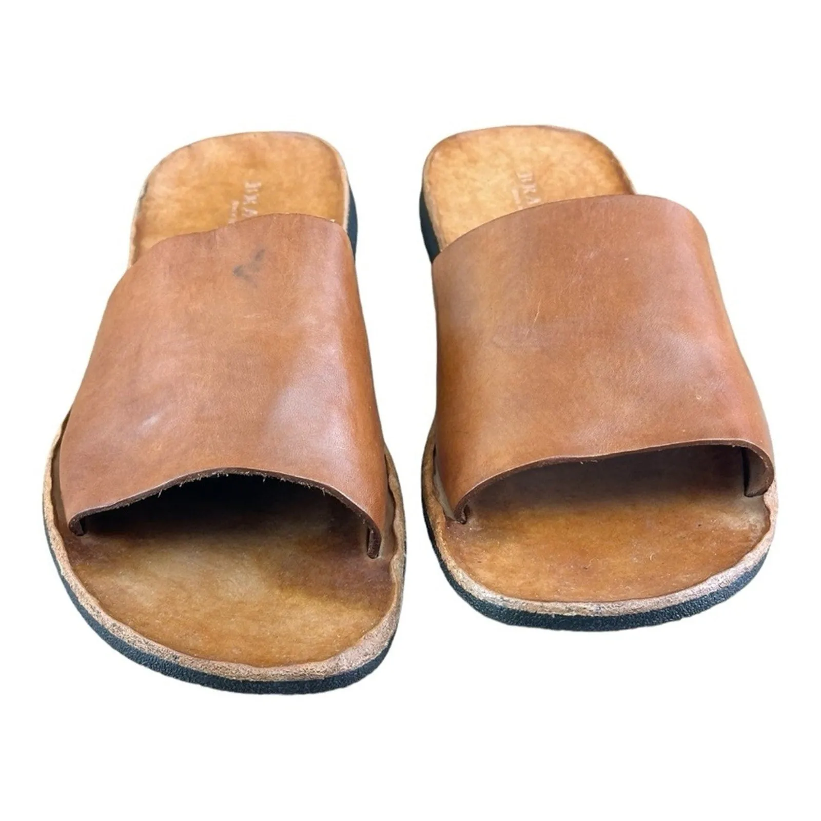 Brador Sandals Men Brown Genuine Leather Slip on Shoes Italy Size 8.5-9|42