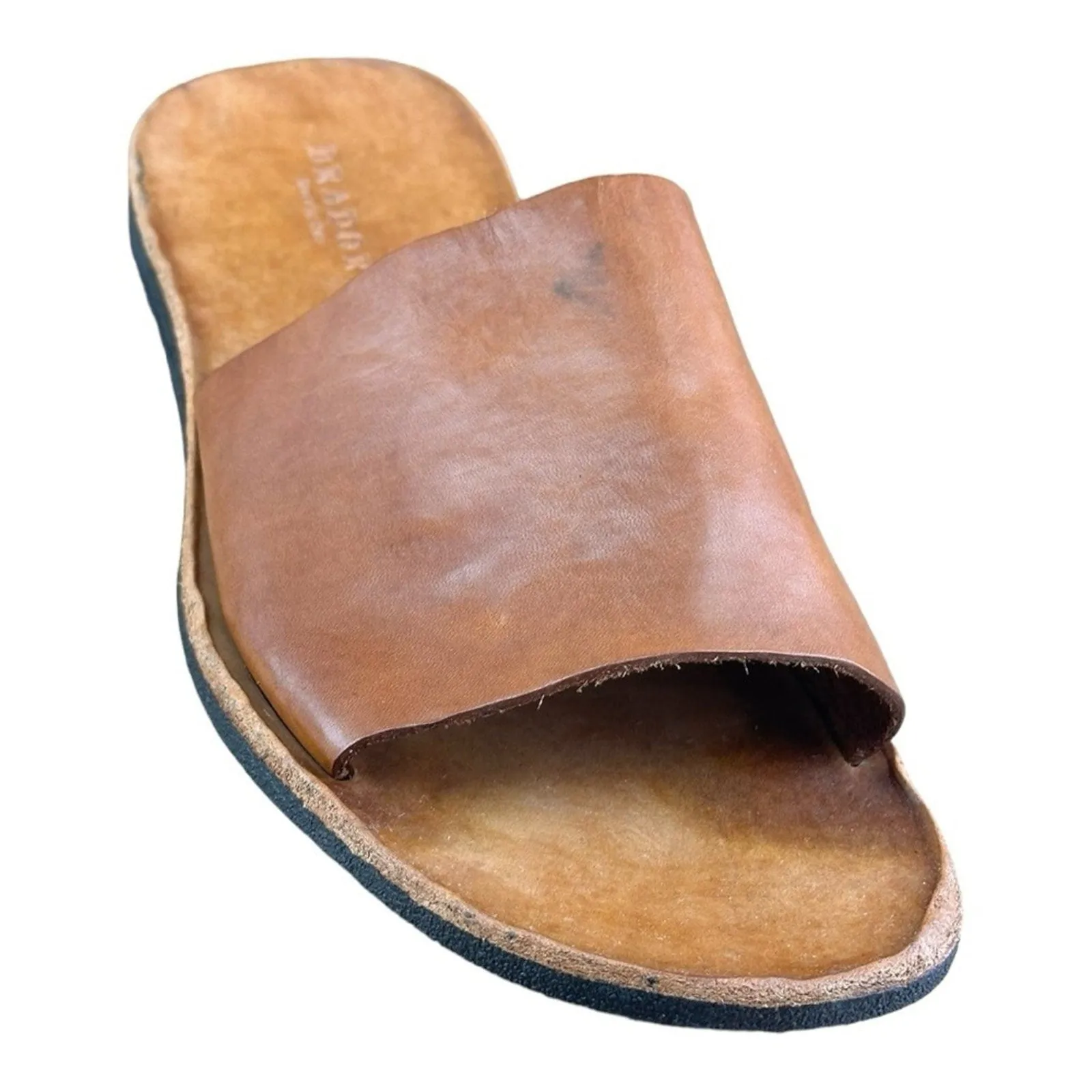 Brador Sandals Men Brown Genuine Leather Slip on Shoes Italy Size 8.5-9|42