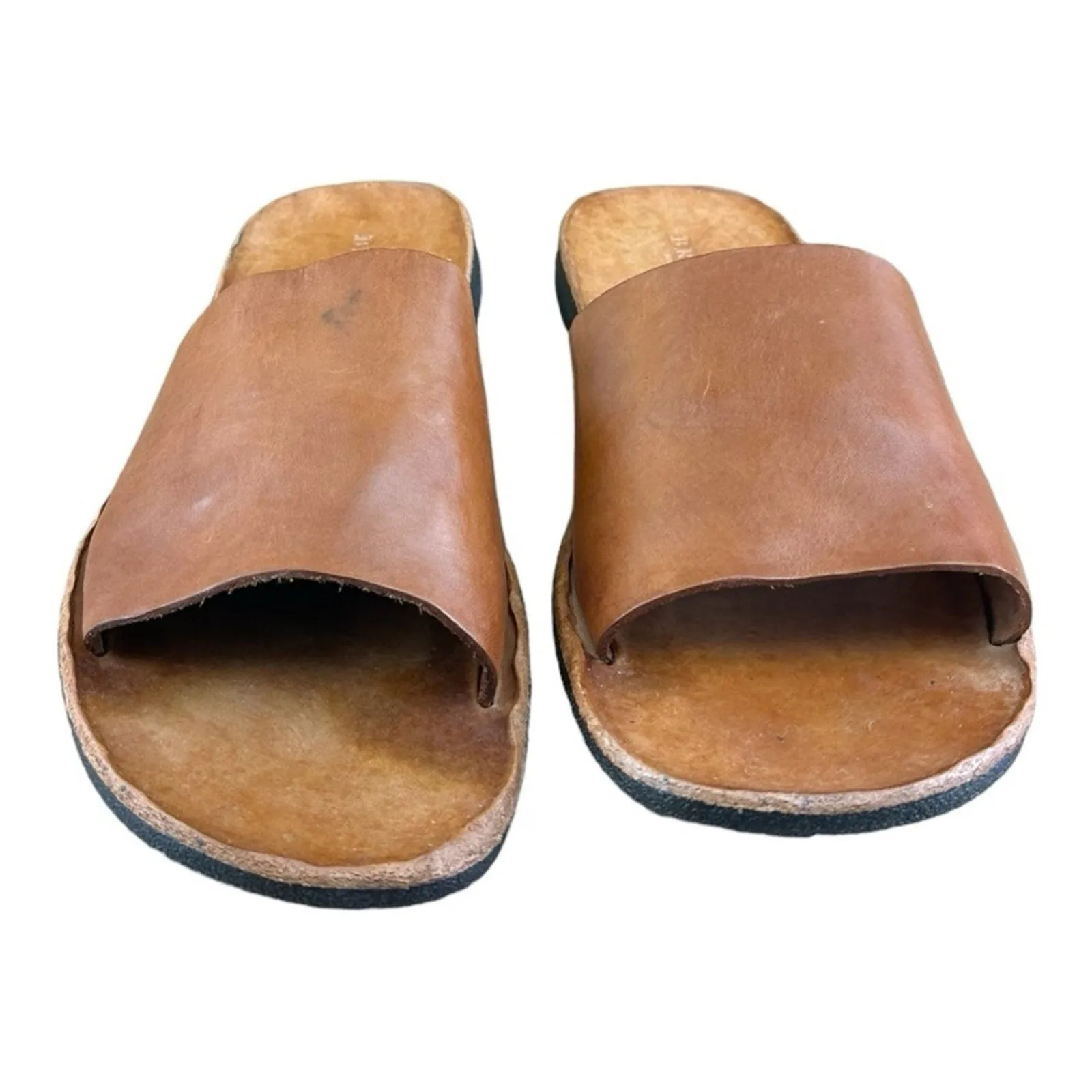 Brador Sandals Men Brown Genuine Leather Slip on Shoes Italy Size 8.5-9|42