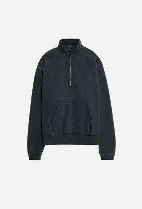 Cashmere Fleece Half Zip Pullover / Heather Black