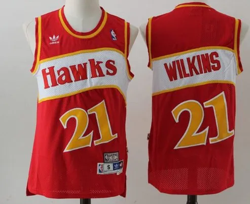 Atlanta Hawks #21 Dominique Wilkins Jersey Red Throwback