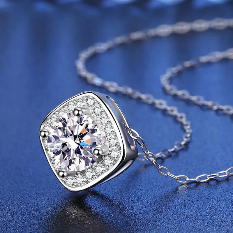 Classic Square Pendant Moissanite Necklace