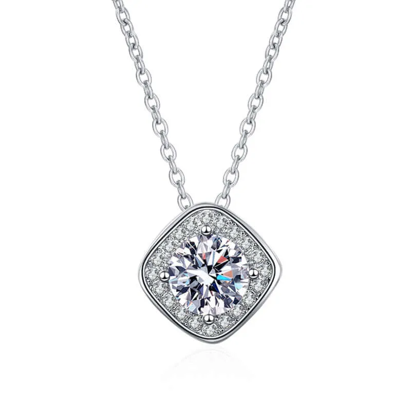 Classic Square Pendant Moissanite Necklace