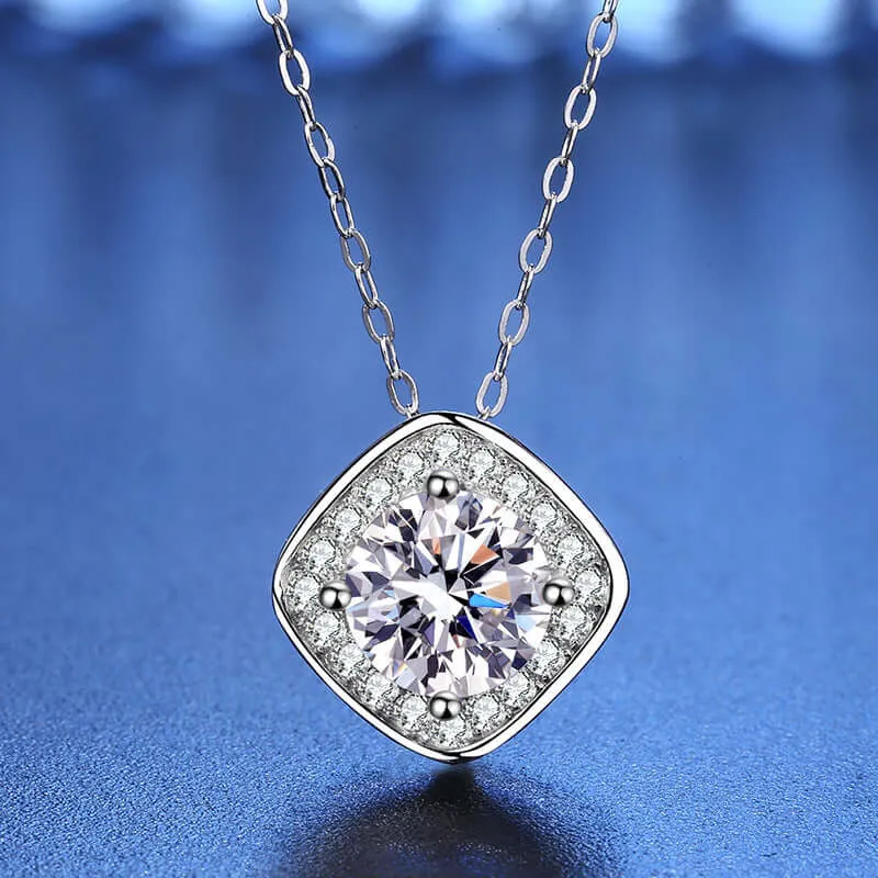 Classic Square Pendant Moissanite Necklace