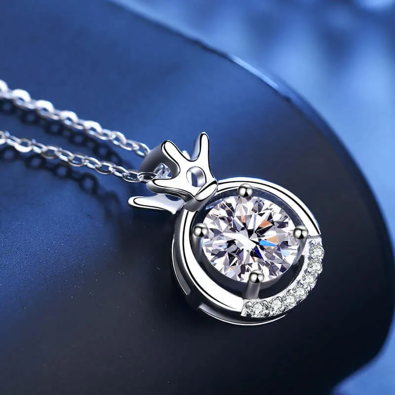 Crown Circle Moissanite Necklace