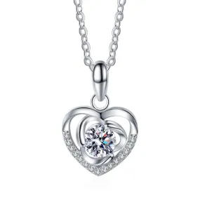 Clover Heart Moissanite Necklace