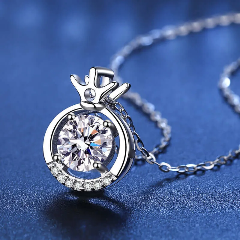 Crown Circle Moissanite Necklace