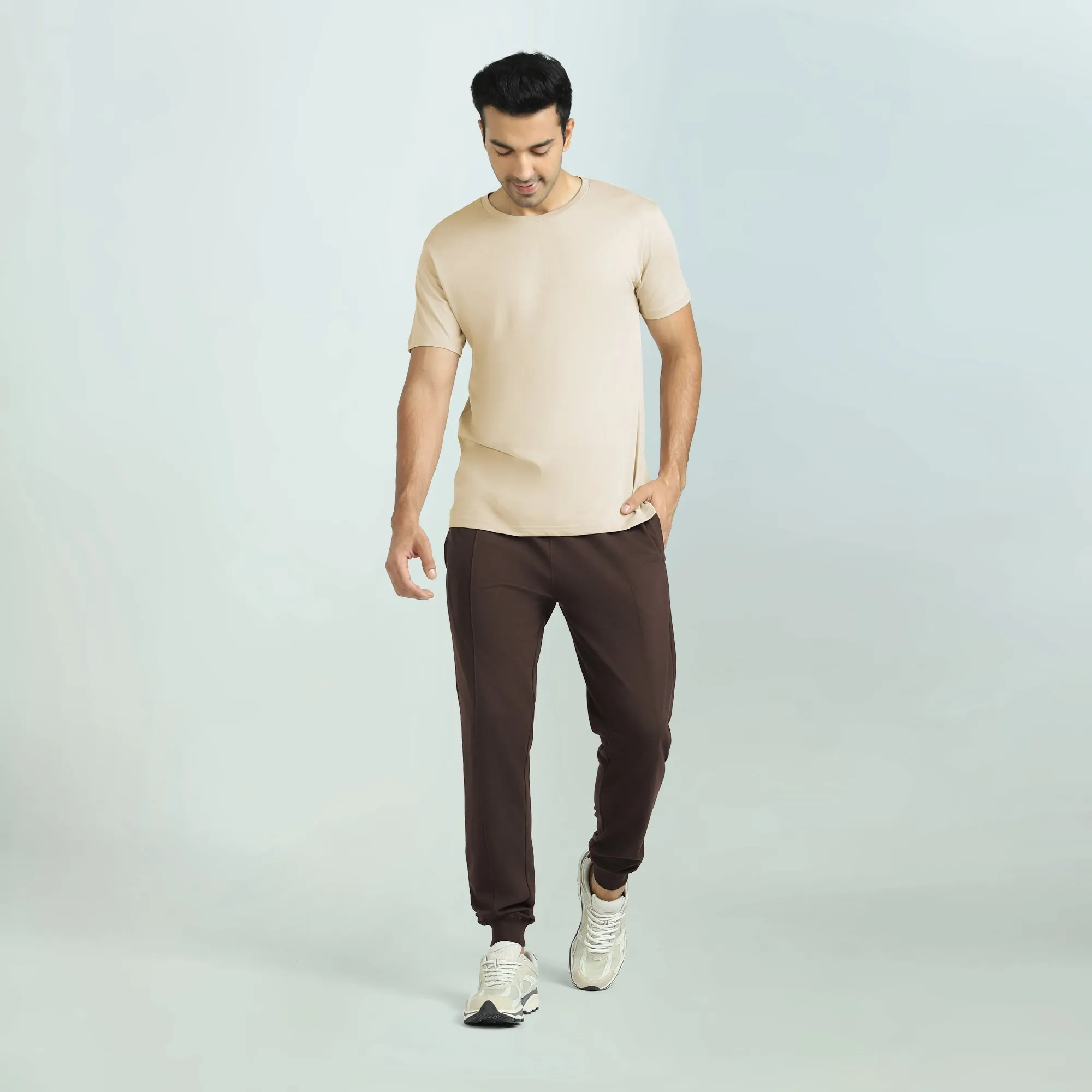 Cruze French Terry Cotton Joggers Malt Brown