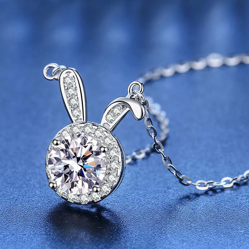 Cute Bunny S925 Silver Moissanite Necklace