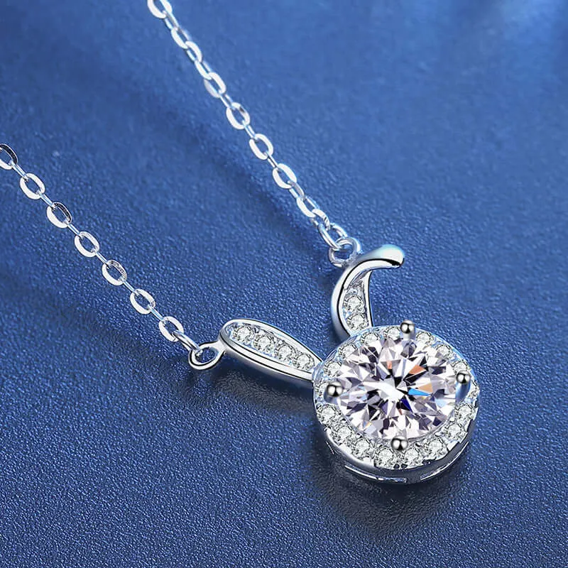 Cute Bunny S925 Silver Moissanite Necklace