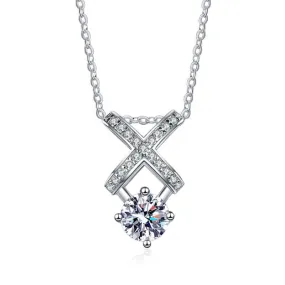 Cubic Crossed Moissanite Necklace