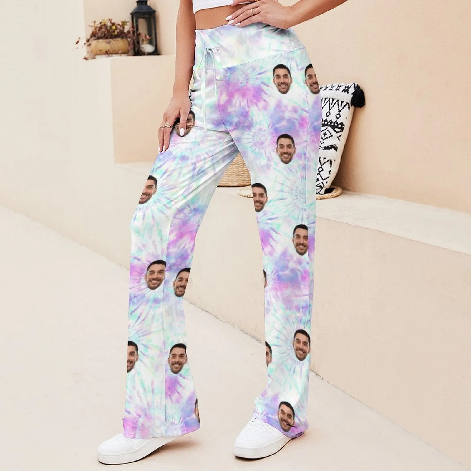 Custom Photo Fireworks Women's Straight-Leg Loose Comfy Jogger Drawstring Lounge Pants for Yoga Running Sporting