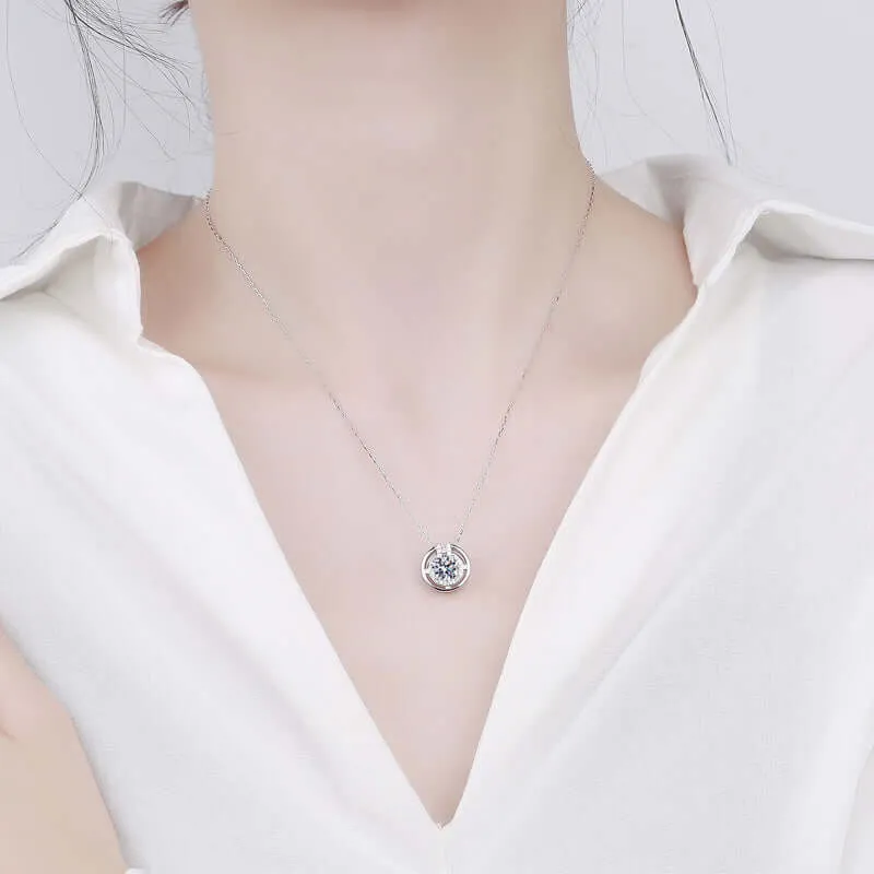 Double Wrap Round Moissanite Necklace