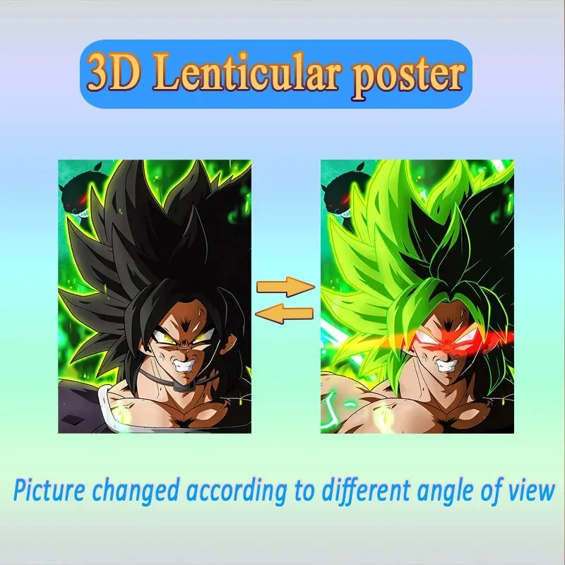 Dragon Ball 3D Lenticular Poster Wall Poster Anime Painting 3D Flip Gradient Poster Wall Art Home Decoration Stickers