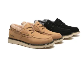 EVERAU Lace Up Sheepskin Casual Men Shoes Trekker