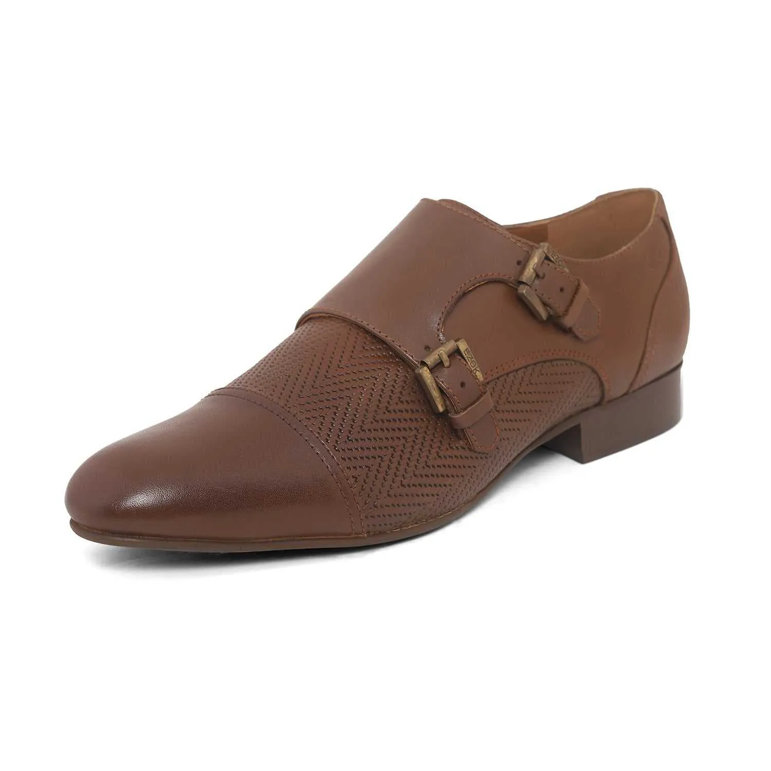 Ezok Men Brown Formal Monk Straps