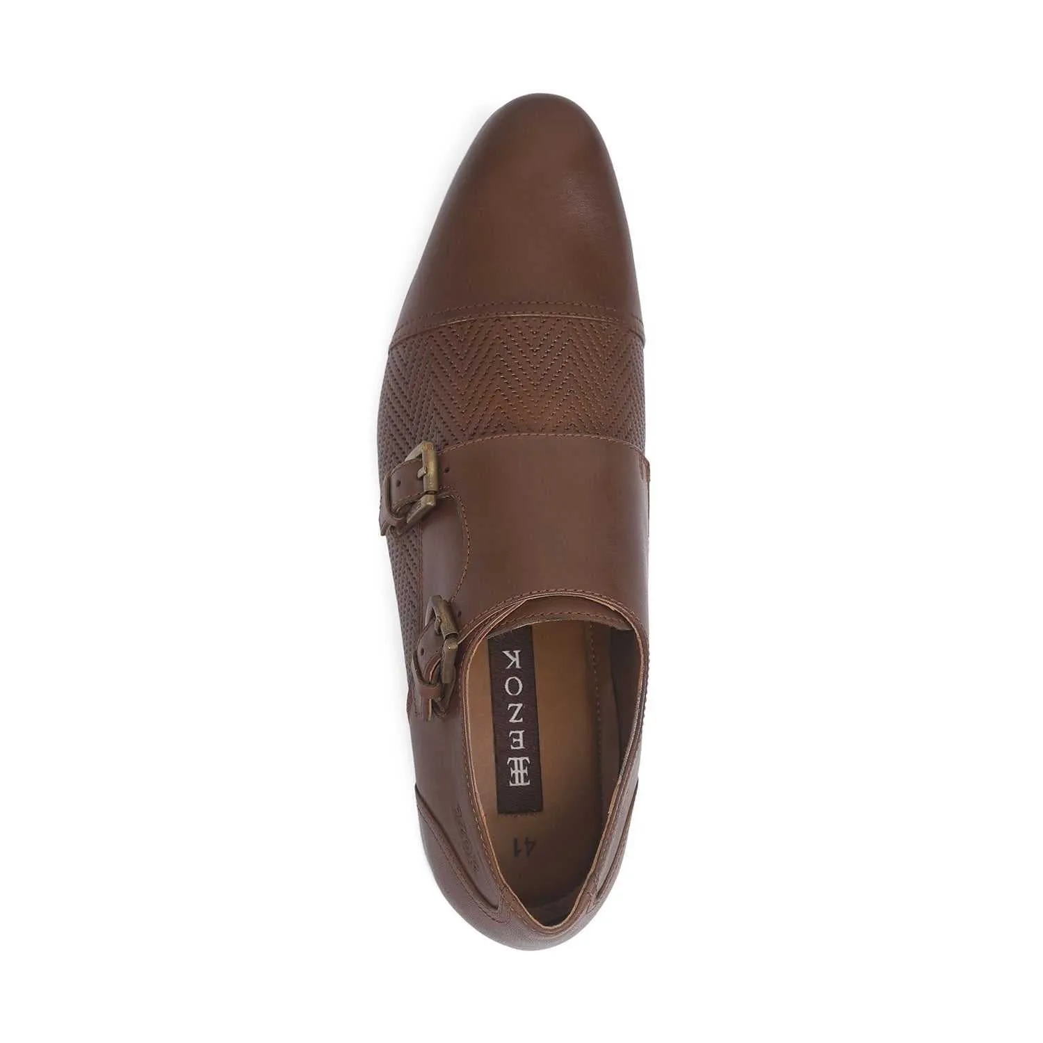 Ezok Men Brown Formal Monk Straps