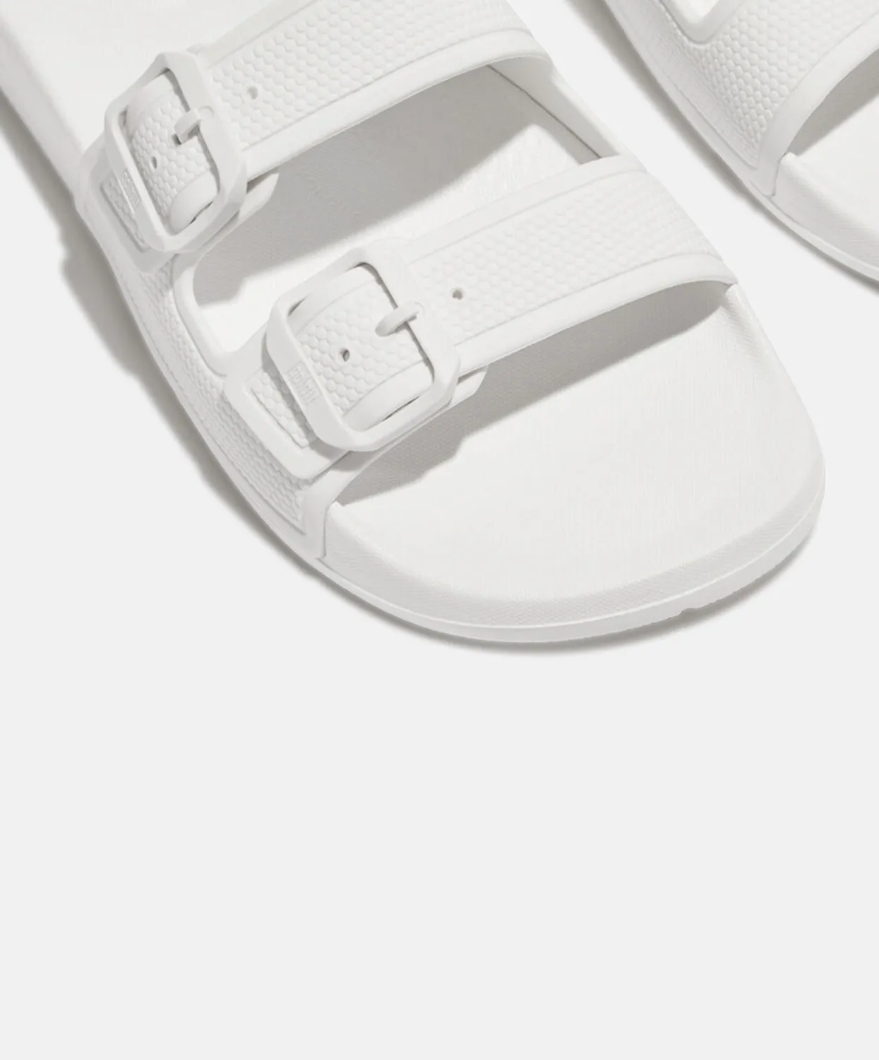 FitFlop iQushion Two Bar Buckle Slides White