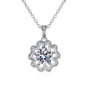 Five Petal Flower S925 Silver Moissanite Necklace