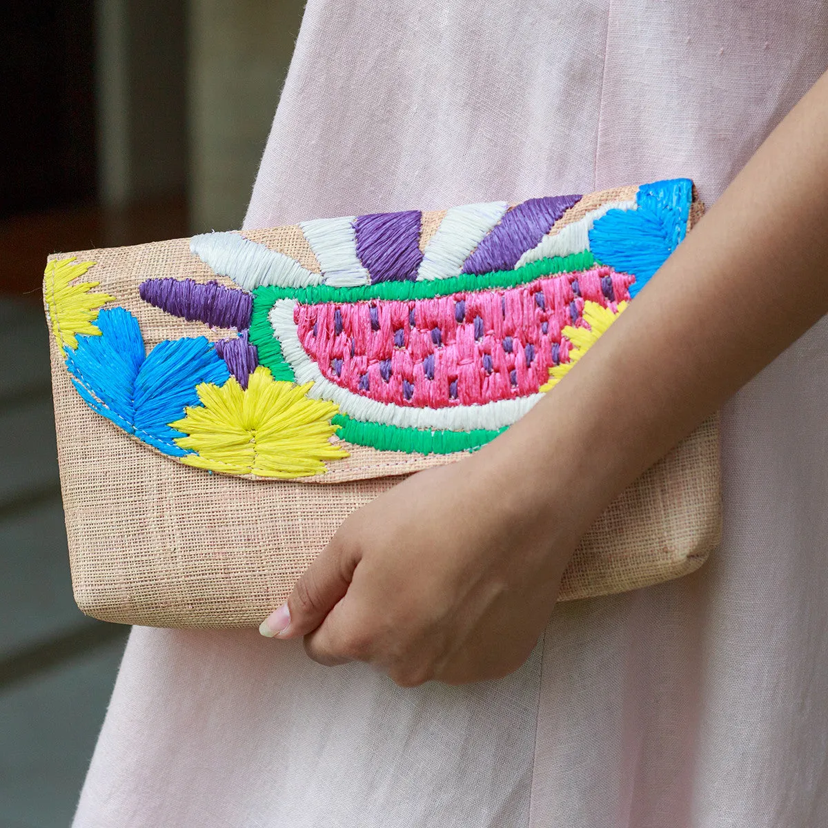 Andi Embroidered Envelope Clutch