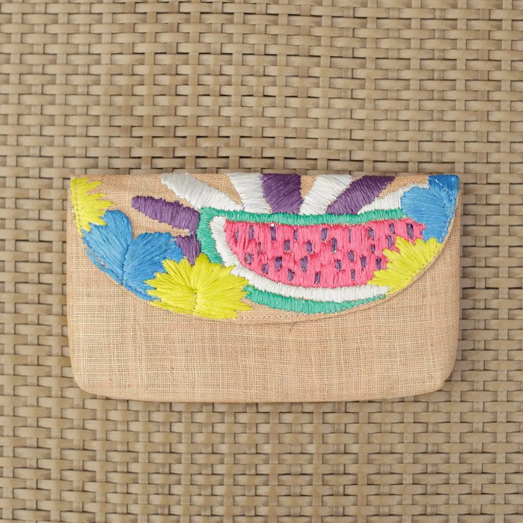 Andi Embroidered Envelope Clutch