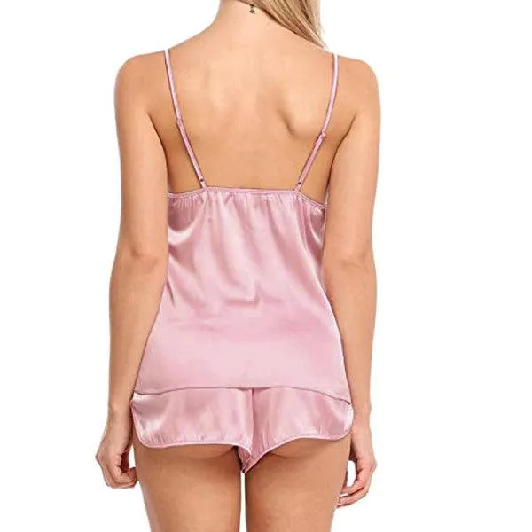 Women Cami Set | Silk Camisole Shorts Set Sleepwear For Women