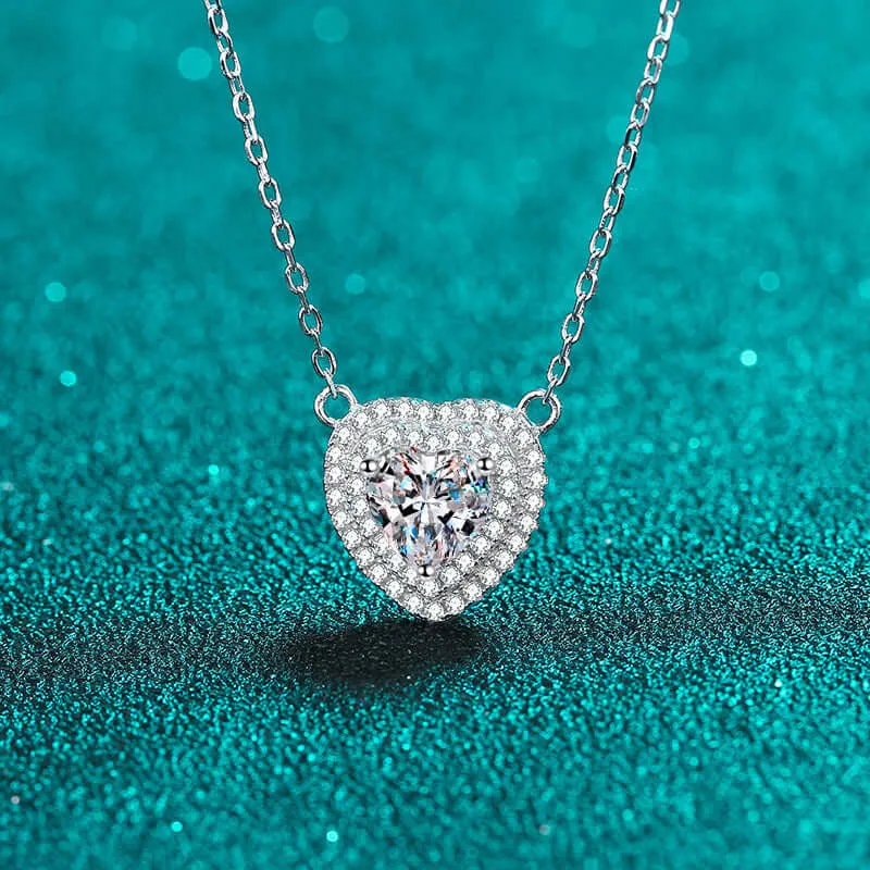 Love Heart Moissanite Necklace for Women