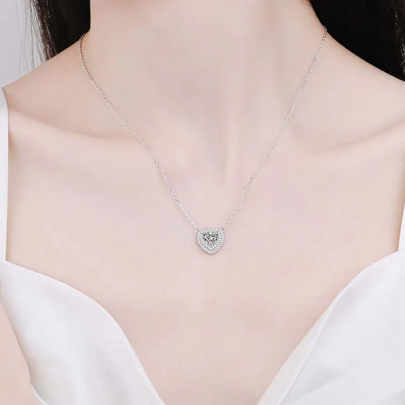 Love Heart Moissanite Necklace for Women