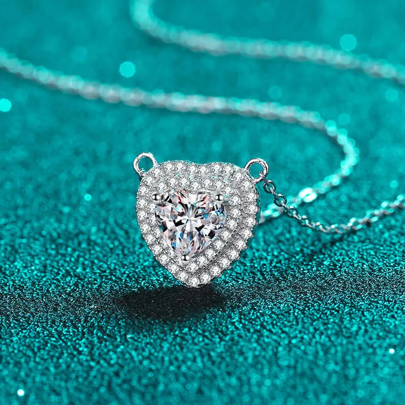 Love Heart Moissanite Necklace for Women